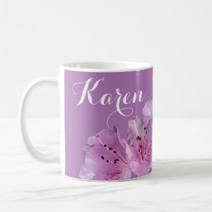 Customizable name Karen floral purple pink boho Coffee Mug