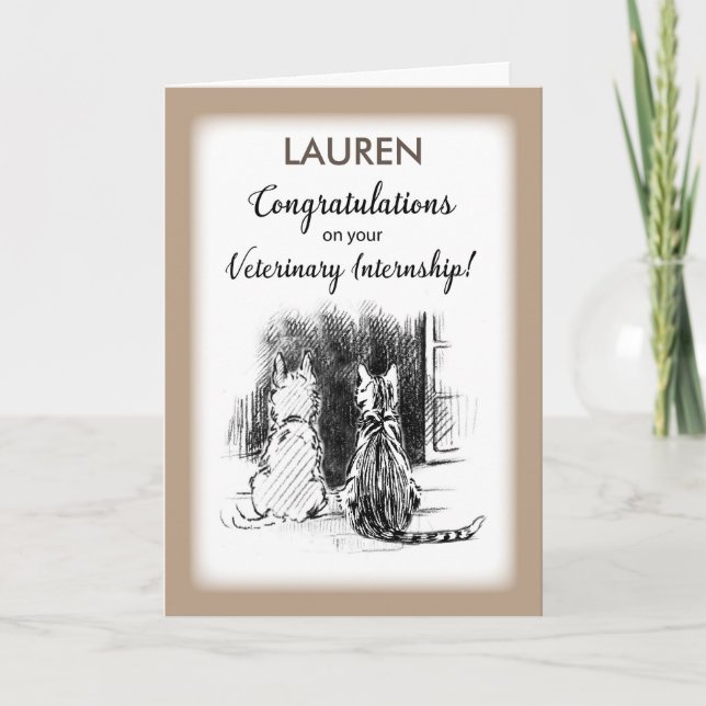 Customizable Name, Lauren, Congratulations on  Vet Card (Front)