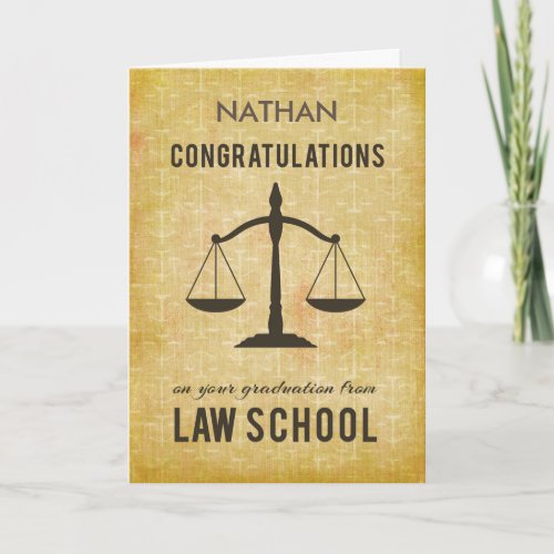 Customizable Name Law School Graduation Congratul Card