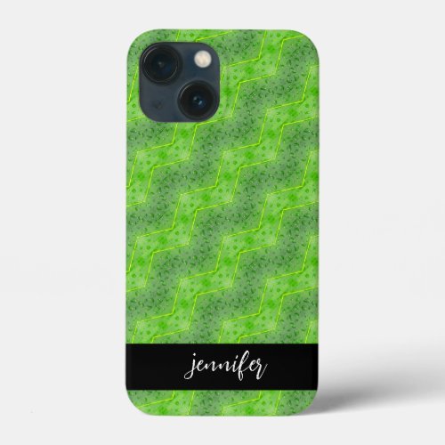 Customizable name Leaves with water drops pattern iPhone 13 Mini Case