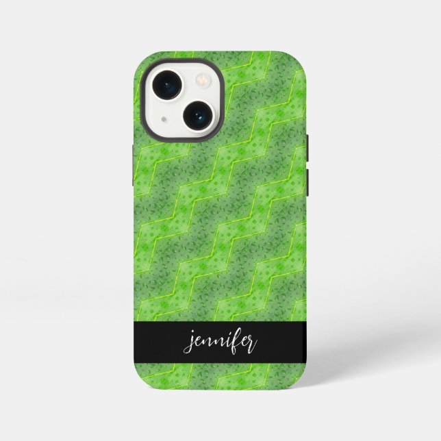 Customizable name Leaves with water drops pattern Iphone Case (Back)