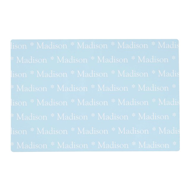 Customizable name light blue white double sided placemat (Front)