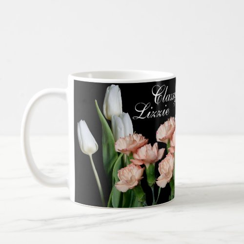 Customizable name Lizzie boho floral tulips classy Coffee Mug