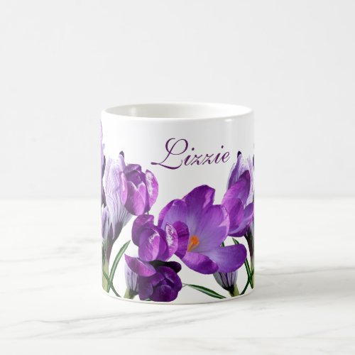 Customizable name Lizzie purple flowers trendy hot Coffee Mug