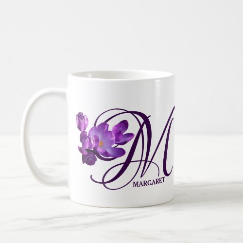 Customizable name Margaret purple floral girly  Coffee Mug