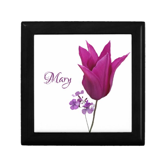Customizable name Mary pretty purple flower floral Gift Box (Front)