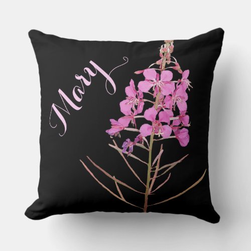 Customizable name Mary purple crocus floral boho C Throw Pillow