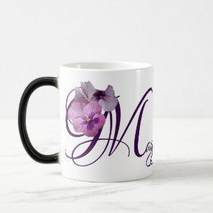 Customizable name Mary purple pansy floral boho  Color Morph Mug