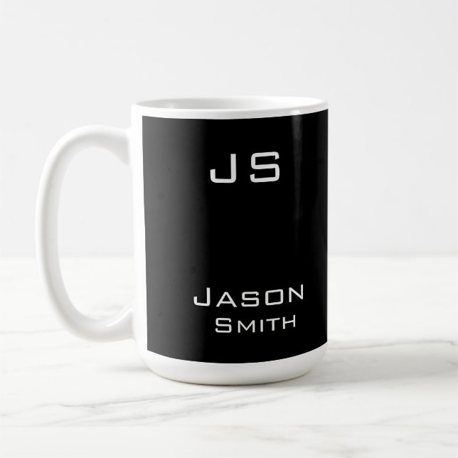 Customizable name, minimalistic initials coffee mug (Left)