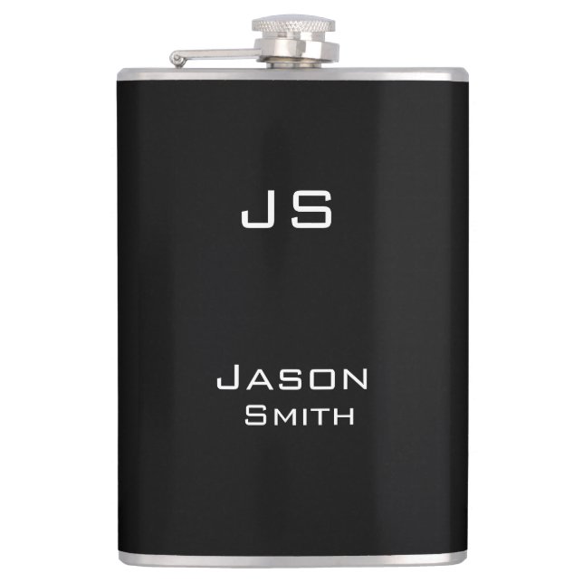 Customizable name, minimalistic initials flask (Front)