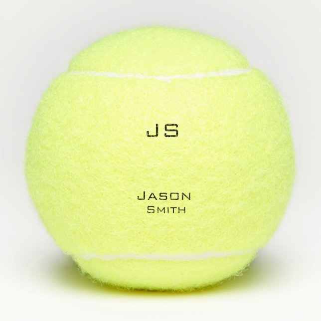 Customizable name, minimalistic initials tennis balls (Front)