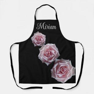 Customizable name Miriam pretty pink roses floral Apron