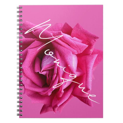 Customizable name Monique hot pink rose floral  Notebook