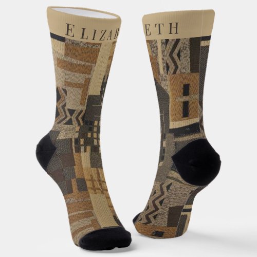 Customizable name  Monogram For Aztec Geomatric Socks