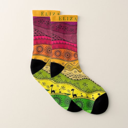 Customizable name  Monogram For Aztec Geomatric Socks