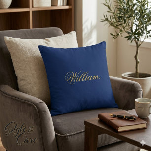 Customizable Name Navy Throw Pillow for Cozy Decor