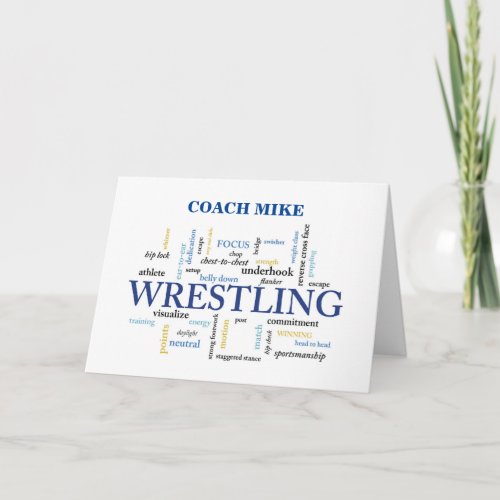 Customizable Name Navy Wrestling Coach Thank You