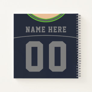 Customizable Name & Number Football Jersey  Notebook