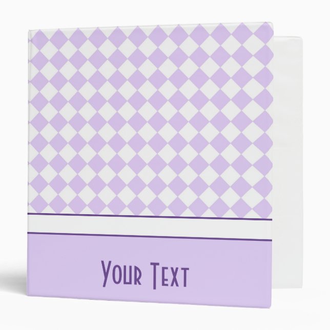 Customizable Name Purple Diamond Checkered Binder (Front/Inside)