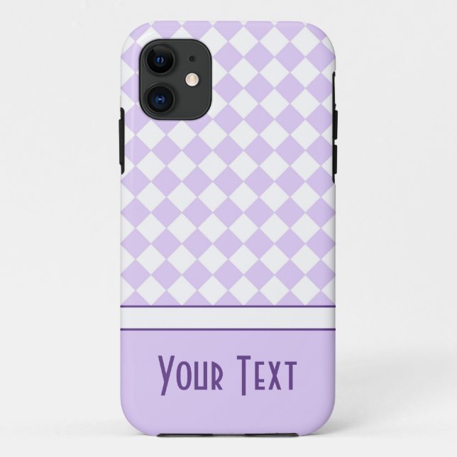 Customizable Name Purple Diamond Checkered Case-Mate iPhone Case (Back)