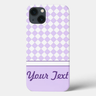 Customizable Name Purple Diamond Checkered pattern iPhone 13 Case