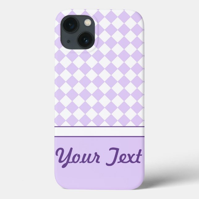 Customizable Name Purple Diamond Checkered pattern Case-Mate iPhone Case (Back)