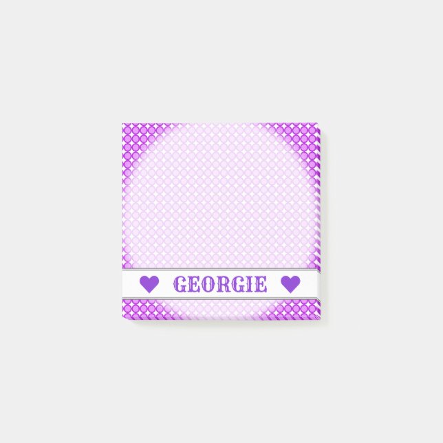 Customizable Name - Purple Dots/Circles Pattern Post-it Notes (Front)