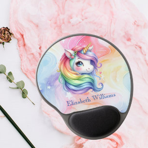 Customizable Name Rainbow Unicorn for Girls Gel Mouse Pad
