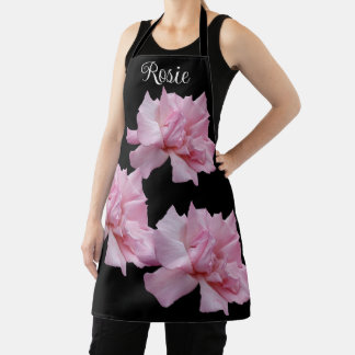 Customizable name Rosie pretty pink rose floral Apron