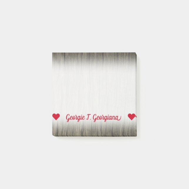 Customizable Name; Rustic Faux Wood Look Pattern Post-it Notes (Front)