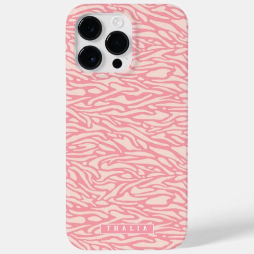 Customizable Name Safari Animal Pattern Zebra Pink Case_Mate iPhone 14 Pro Max Case