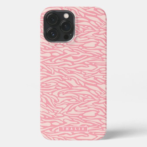 Customizable Name Safari Animal Pattern Zebra Pink iPhone 13 Pro Max Case