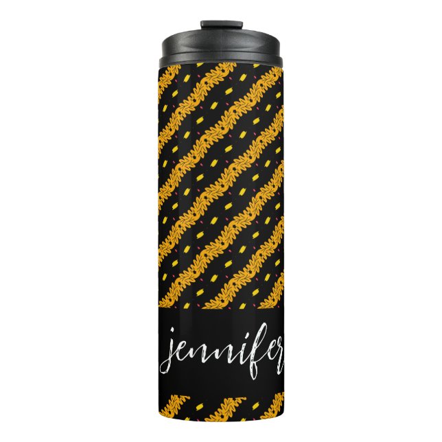 Customizable name Seamless colorful pattern Thermal Tumbler (Front)