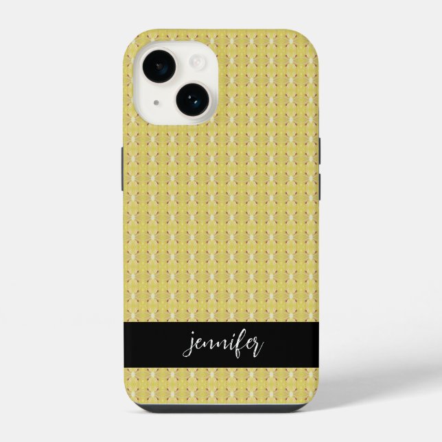 Customizable name Seamless lemon pattern Iphone Case (Back)