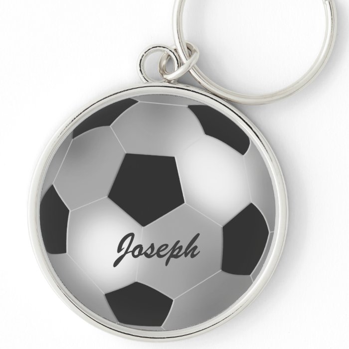 Customizable name silver Soccer Ball keychains