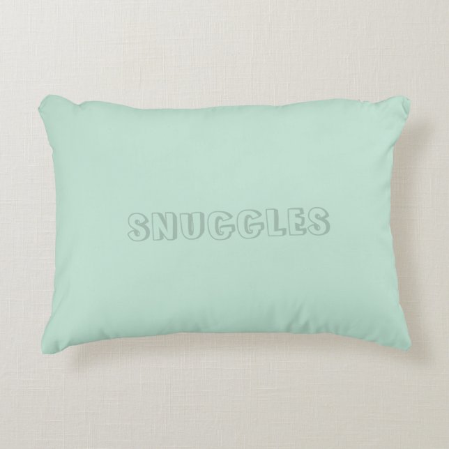 Customizable name "Snuggles" seafoam mint green Accent Pillow (Front)