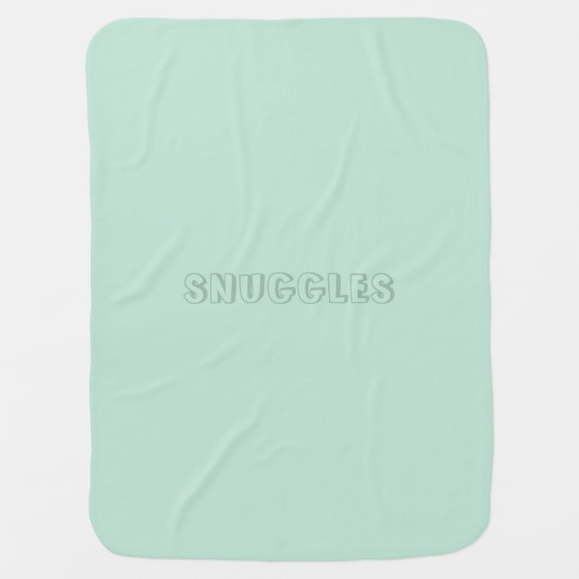 Customizable name "Snuggles" seafoam mint green Baby Blanket (Front)
