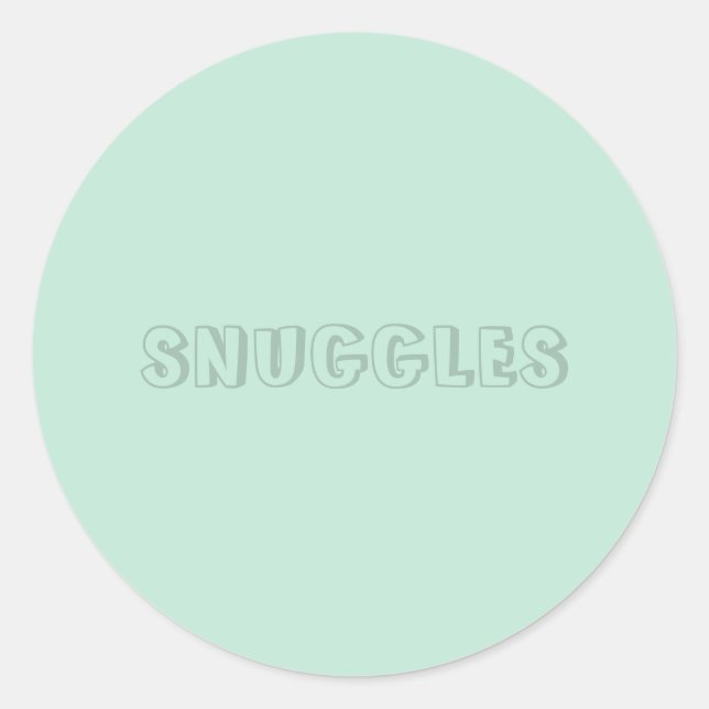 Customizable name "Snuggles" seafoam mint green Classic Round Sticker (Front)