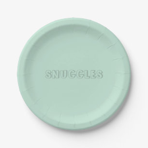Customizable name "Snuggles" seafoam mint green Paper Plates