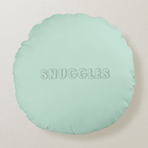 Customizable name "Snuggles" seafoam mint green Round Pillow