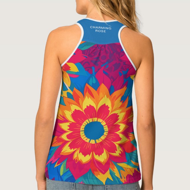 Customizable Name Summer Personalized Floral Woman Tank Top (Back)