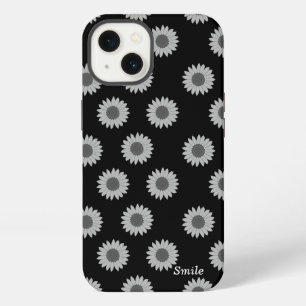Customizable Name Sunflower Black iPhone 13 Case