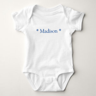 Customizable name text blue white baby bodysuit