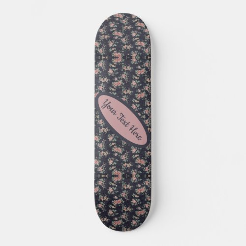 Customizable Name Text Floral Pink Rose  Skateboard