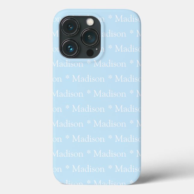 Customizable name, text, light blue white Case-Mate iPhone case (Back)