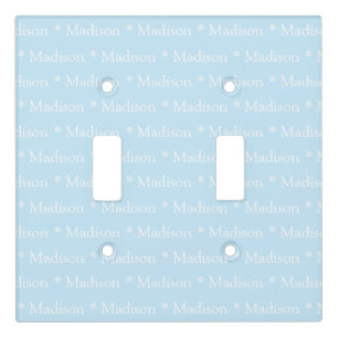 Customizable name text light blue white switch cover