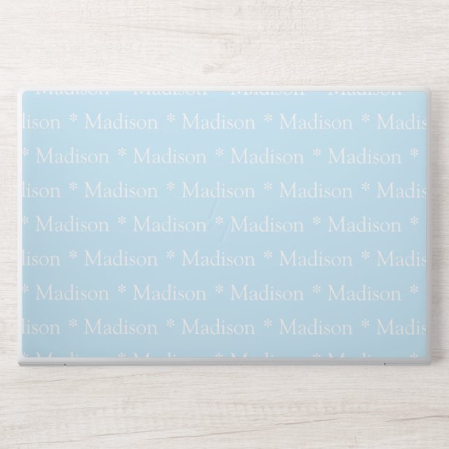 Customizable name text pattern  light blue white HP laptop skin (Front)