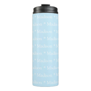 Customizable name text pattern light blue white thermal tumbler