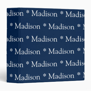 Customizable name text pattern navy blue white 3 ring binder