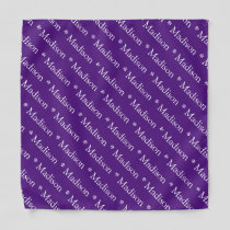 Customizable name text purple white pattern bandana